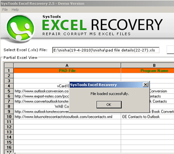 Data Recovery from Excel File Screenshot 1