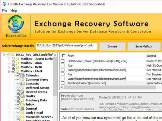 EDB File Recovery Utilities Screenshot 1