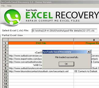 Recover Damaged Excel Files Screenshot 1
