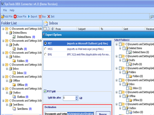 Export from Outlook Express to Outlook Screenshot 1