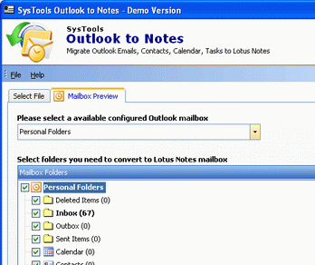 Outlook Migrate to Notes Screenshot 1