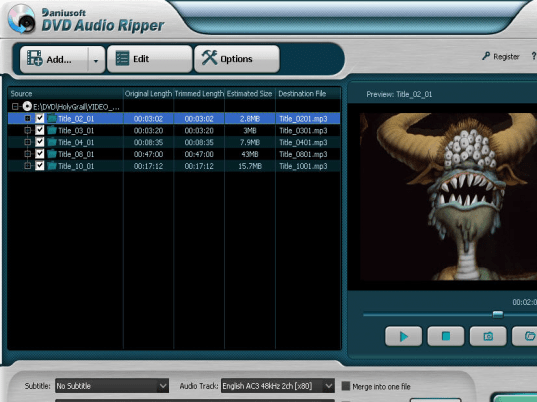 Daniusoft DVD Audio Ripper Screenshot 1