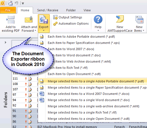 PDF/XPS Document Exporter for Outlook Screenshot 1