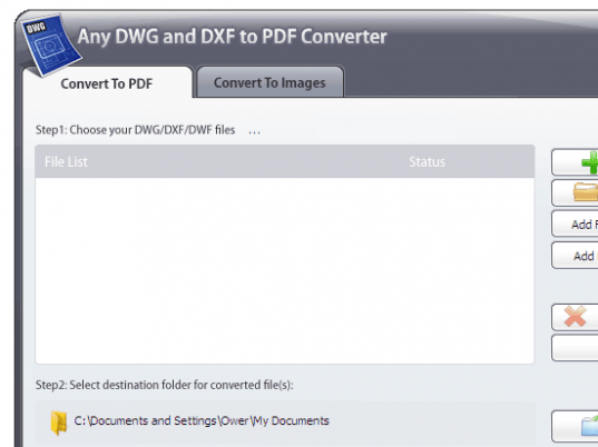 Any DWG and DXF to PDF Converter 2011 Screenshot 1