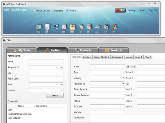 MIE CRM Software Screenshot 1