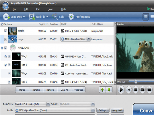 AnyMP4 MP4 Converter Screenshot 1