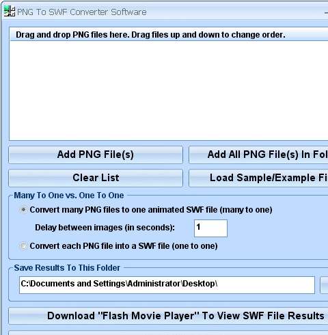 PNG To SWF Converter Software Screenshot 1