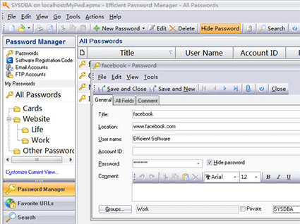 Efficient Password Manager Network Screenshot 1