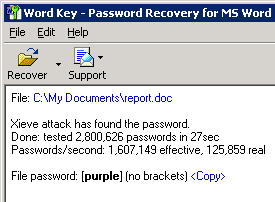 Word Password Recovery Key Screenshot 1