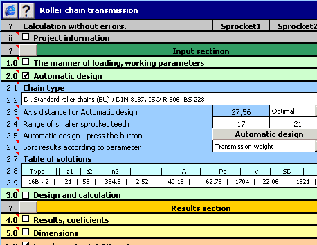 MITCalc - Roller Chains Calculation Screenshot 1