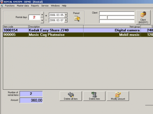 ESC - Rental Software Screenshot 1
