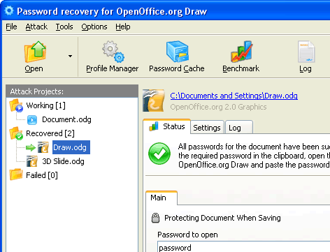 OpenOffice Draw Password Recovery Screenshot 1