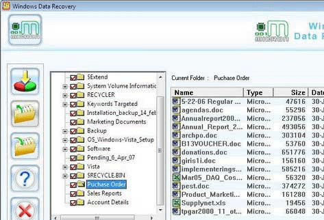 Windows Vista Data Recovery Software Screenshot 1