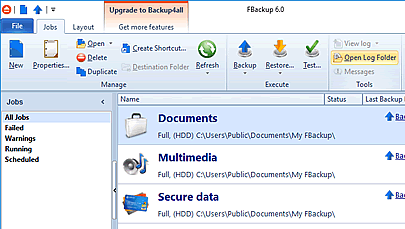 FBackup free backup software Screenshot 1