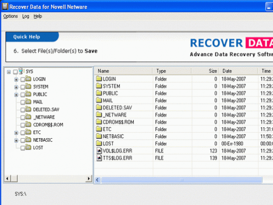 Novell Data Recovery Software Screenshot 1