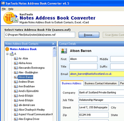 Export Lotus Notes Contacts to Outlook Screenshot 1