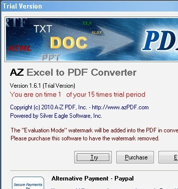 AZ Excel to PDF Converter Screenshot 1