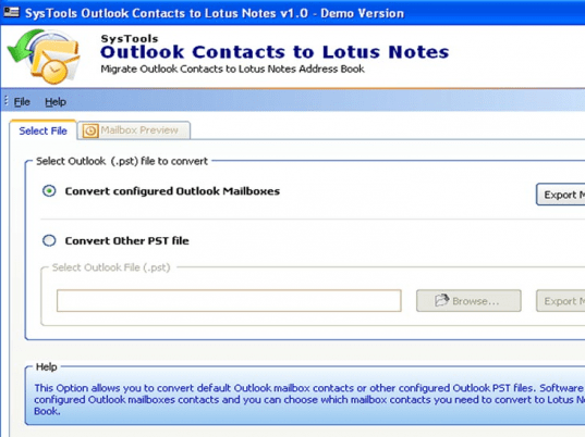 Outlook to Notes Address Book Conversion Screenshot 1