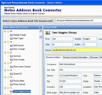 Convert Lotus Notes Address Book to Outlook Screenshot 1