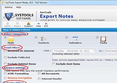 Notes to Outlook Conversion Tool Screenshot 1