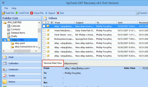 Microsoft Exchange OST Recovery Screenshot 1