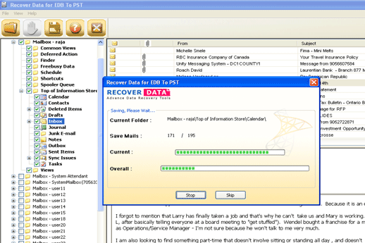 Migrate EDB Emails to PST Screenshot 1