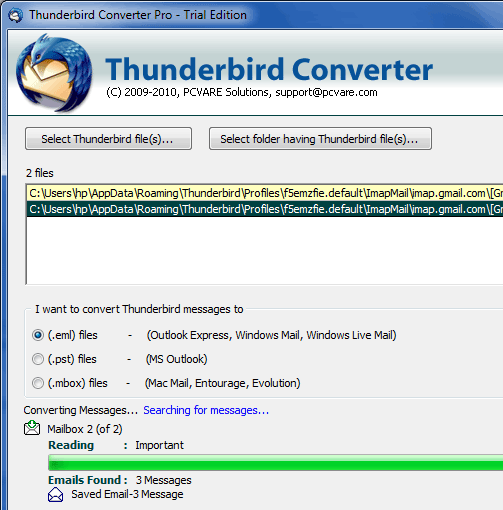 Import from Thunderbird to Outlook Screenshot 1