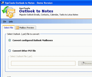 Access Outlook Mails in Lotus Notes Screenshot 1