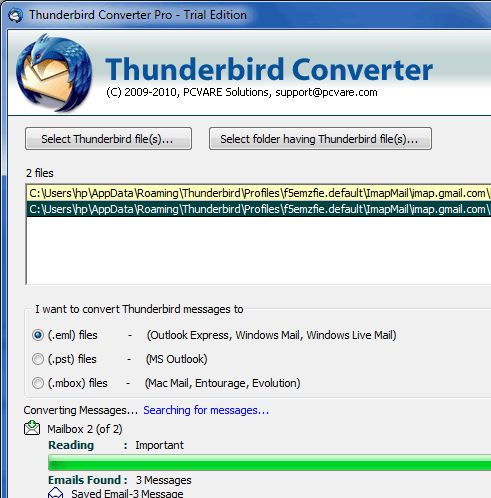 Import Thunderbird to Microsoft Outlook Screenshot 1
