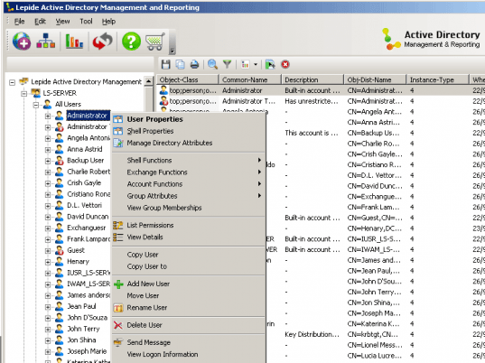 Active Directory Reporting Screenshot 1
