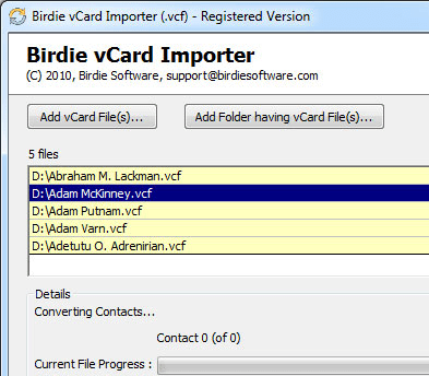vCard Importer Software Screenshot 1