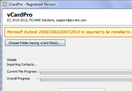 Import all VCF to Outlook Screenshot 1