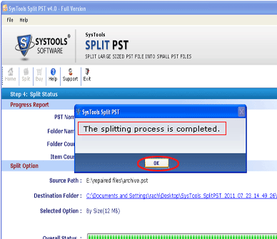 Split Outlook Storage Screenshot 1