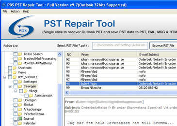 Recover Outlook PST Emails Screenshot 1