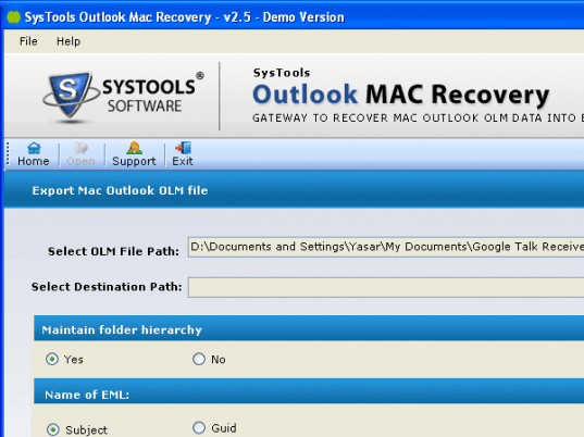 SysTools Outlook Mac Recovery Screenshot 1