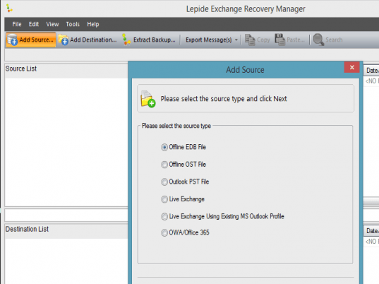 Restore Exchange Server Database Screenshot 1