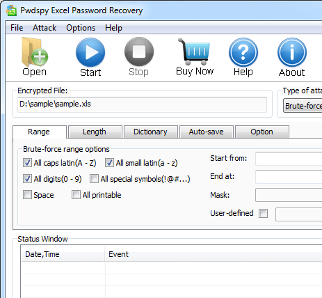 Pwdspy Excel Password Recovery Screenshot 1