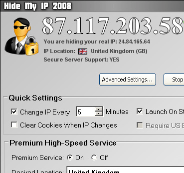 Hide My IP 2008 Screenshot 1