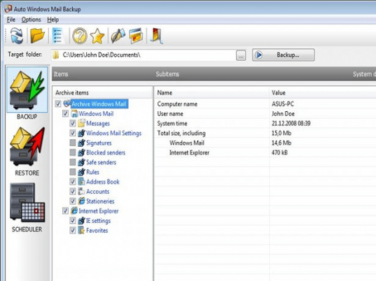 Auto Windows Mail Backup Screenshot 1