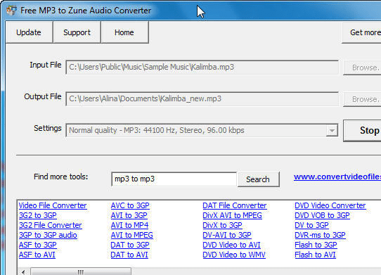Free MP3 to Zune Audio Converter Screenshot 1