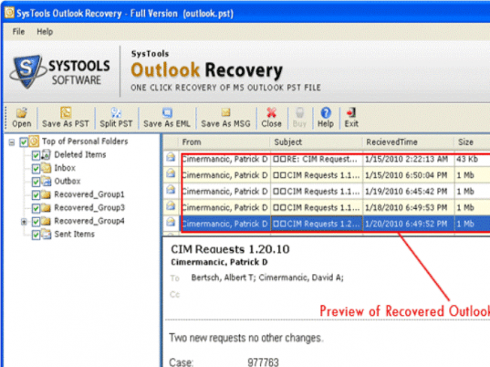 Free Outlook 2010 Recovery Screenshot 1