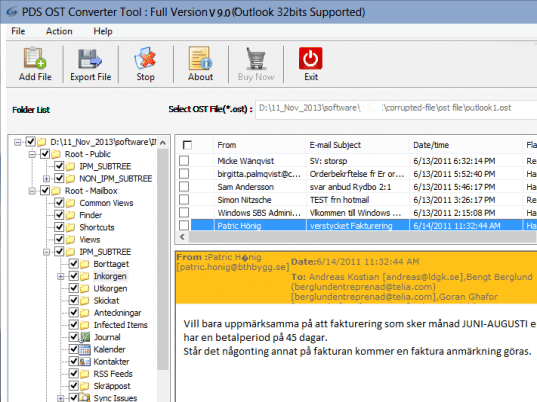 Convert Exchange OST to PST Email Recovery Screenshot 1