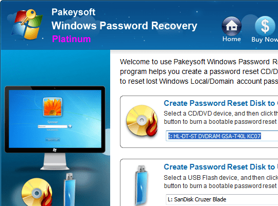 Windows Password Recovery Platinum Screenshot 1