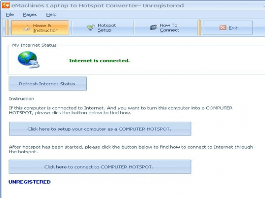 eMachines Laptop to Hotspot Converter Screenshot 1