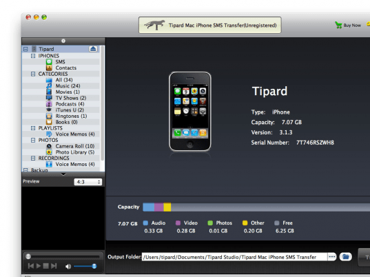 Tipard Mac iPhone SMS Transfer Screenshot 1