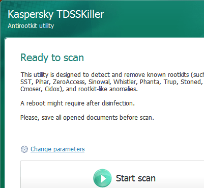 Kaspersky TDSSKiller Screenshot 1