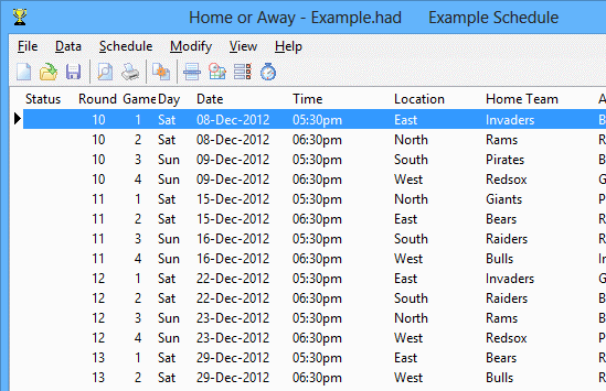 Home or Away League Scheduler Screenshot 1