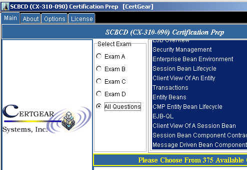 CertGear SCBCD Certification Exam Simulator (CX-310-090) Screenshot 1