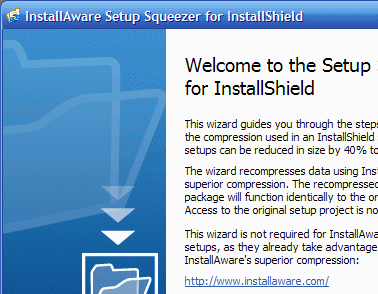 InstallAware Setup Squeezer for InstallShield Screenshot 1