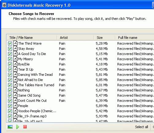 DiskInternals Music Recovery Screenshot 1